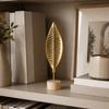 Flower Wrought Iron Ornaments Wood Base Ginkgo Leaf Ornament  Scandinavian Style