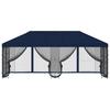 Pavilion with Side Walls 6 X 3 M Blue Polyester and Steel 190 G M²