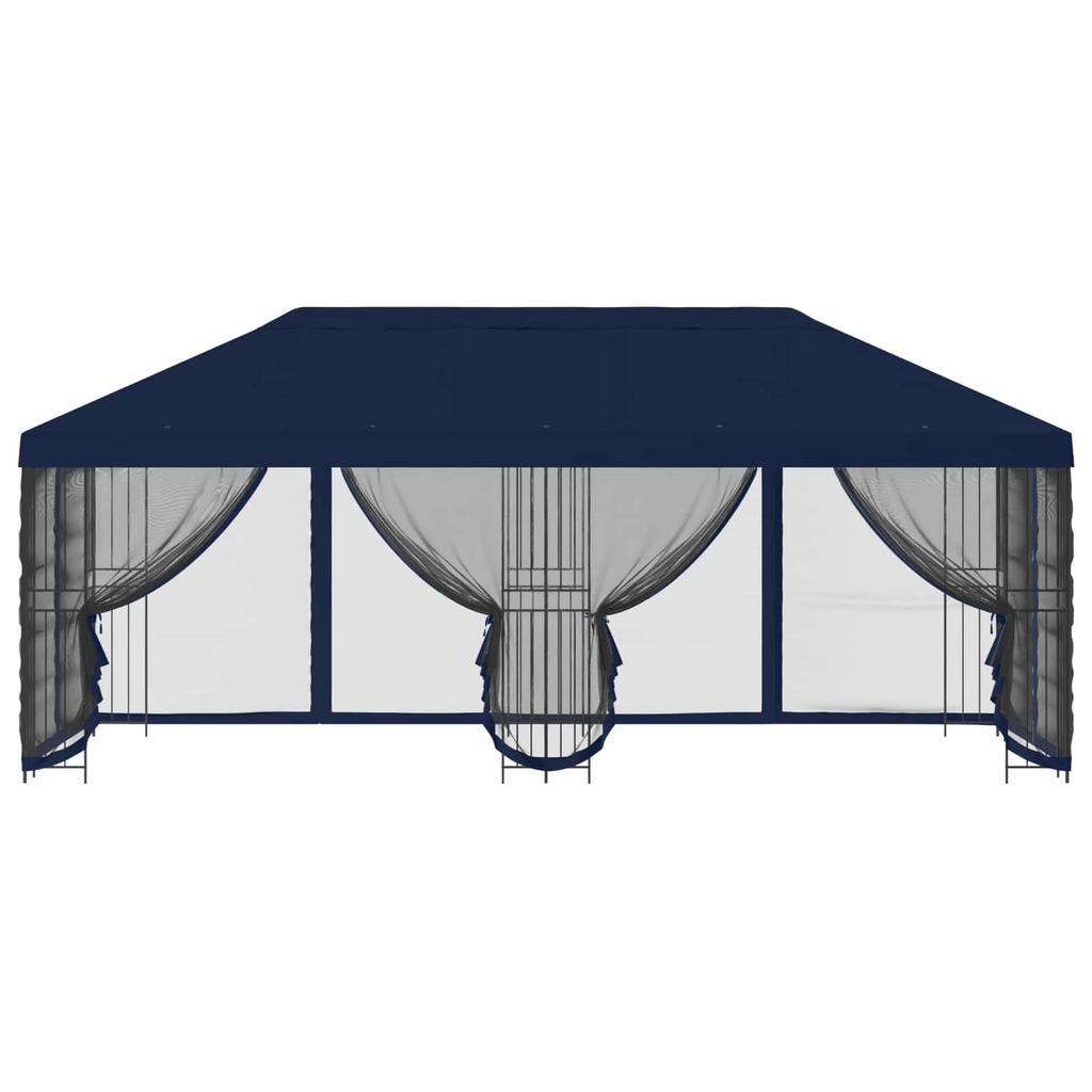 Pavilion with Side Walls 6 X 3 M Blue Polyester and Steel 190 G M²