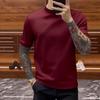 Men's Premium Solid Color Half Turtleneck Short Sleeve T-shirt Casual Slim Fit Stretch Basic Top