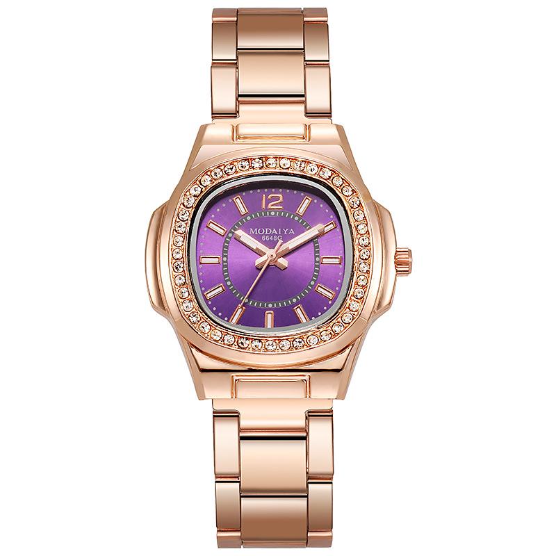 Trendy Fashion Steel Strap Quartz Ladies Wristwatch with Cross-Border Style фиолетовый