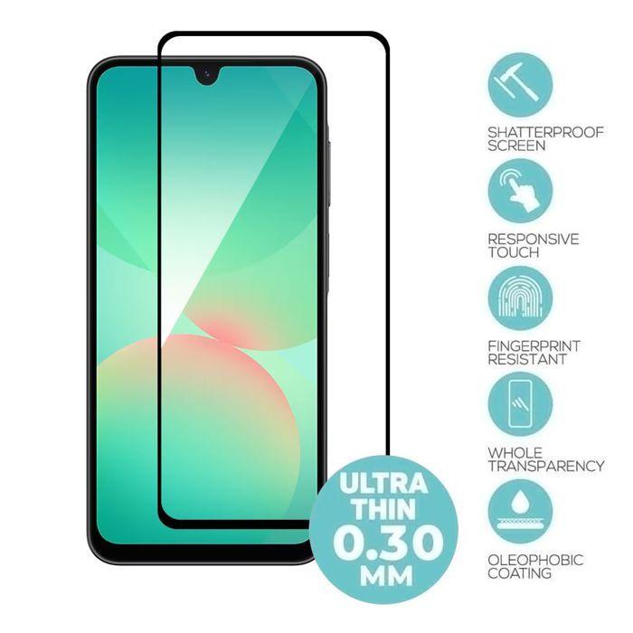Film de protection en verre trempé - Samsung - Galaxy A26 5G - Lot de 2 - Résistant aux chocs - Bord noir