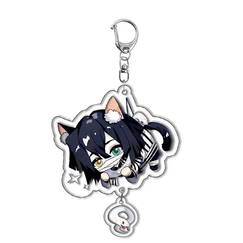 Keychain Pendant Anime Demon Slayer Kimetsu No Yaiba Kamado Tanjirou Double Sided HD Bag Pendant Gift For Fans Cosplay Props Jewelry Gift