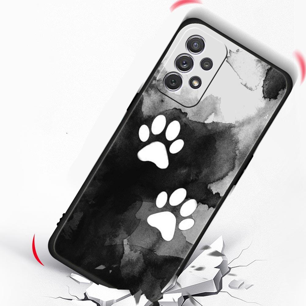 Phone Case for Samsung Galaxy A13 A15 A17 A07 A21S A22 A23 A25 A31 A73 A32 A52 A52S A41 5G Soft TPU Shell Dog Footprint Paw Cute