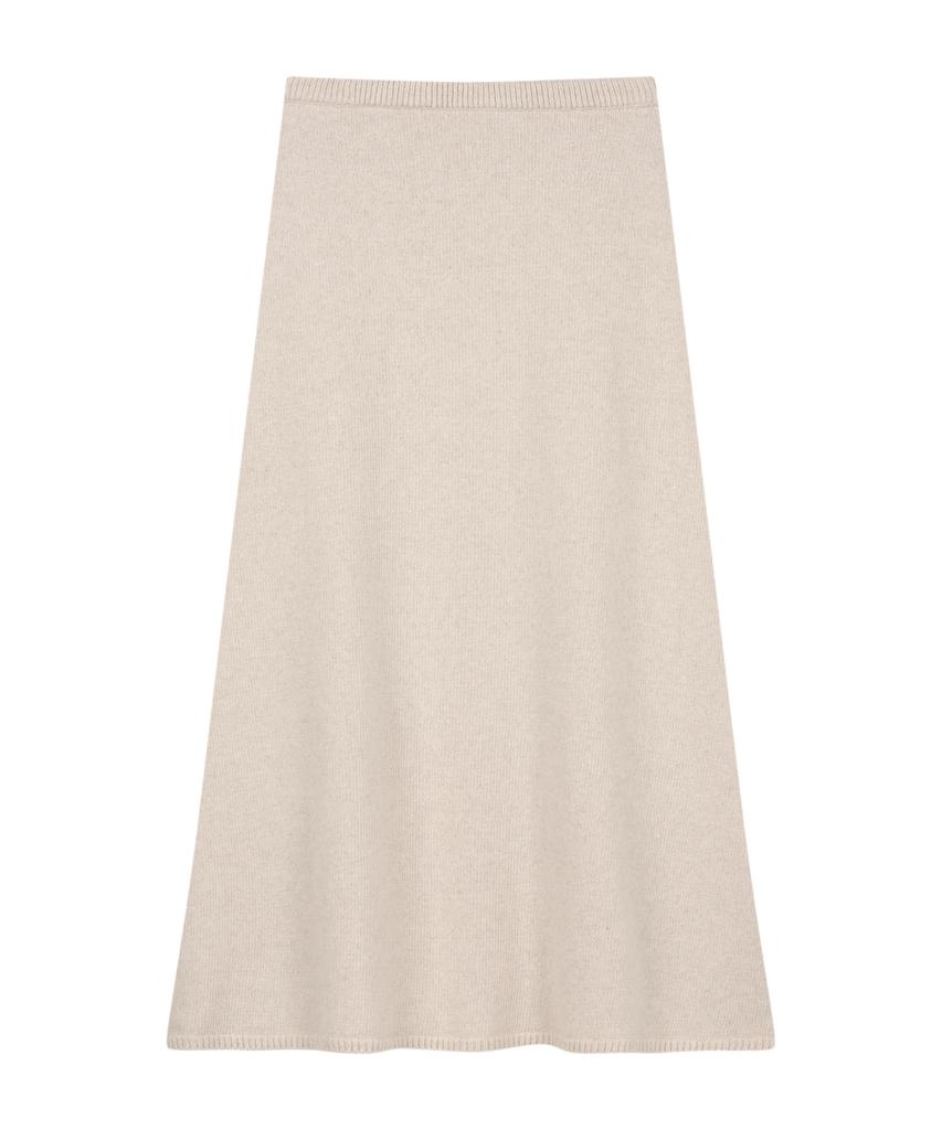 Pojitibeubaibeu Camel Hair Wool Knit Skirt (Oatmeal)