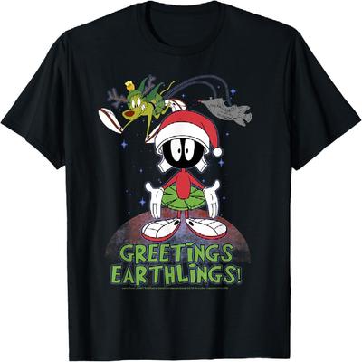 Looney Tunes Christmas Marvin Greetings Earthlings T-Shirt