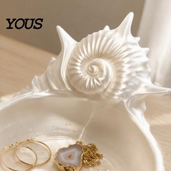 Conch Shape Jewelry Plate 3D Printed Tray, Sea Snail Dish Bowl for Ocean Theme Trinket Organizing Necklaces Earrings, Decorative Desk Organizer