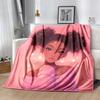 1pc Pink Printing Lightweight Flannel Blanket, Comfortable and Warm Blanket, for Camping Sofa Bed and Couch Office, Gift