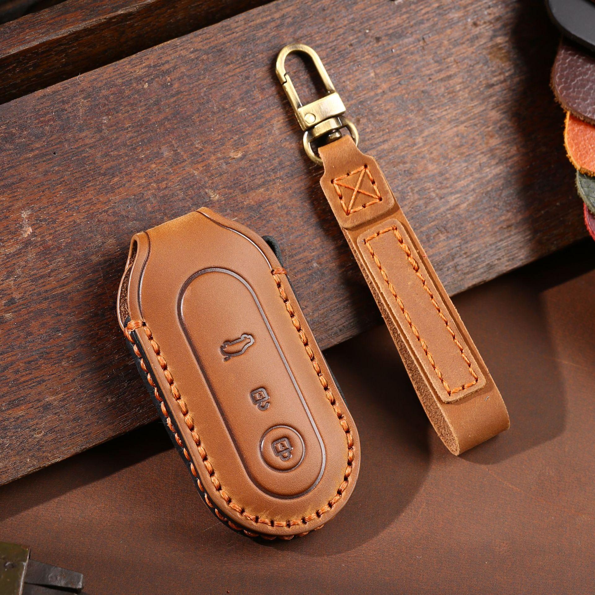 

Применимо к 2022 Wenjie M5 чехол для ключа AITO Jinkang Sailis m7 автомобильный кожаный чехол для защиты пульта дистанционного управления с застежкой коричневый