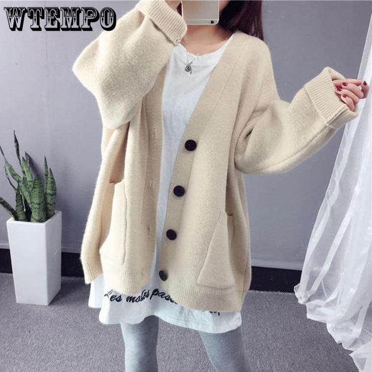 

Women s Cardigan Jacket Long Sleeved Knitted Top Spring Outfit Loose Single Breasted V-neck Sweater S бежевий