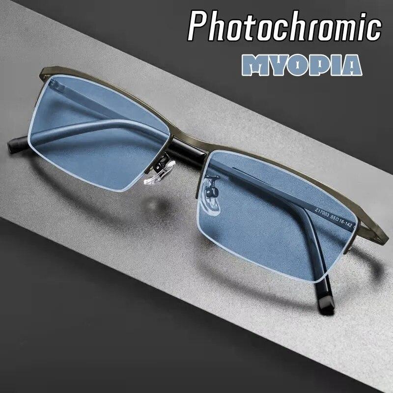 Photochromic Myopia Sunglasses Outdoor Fashion Blue Light Blocking Eyewear for Men Women Trendy Sight Correction