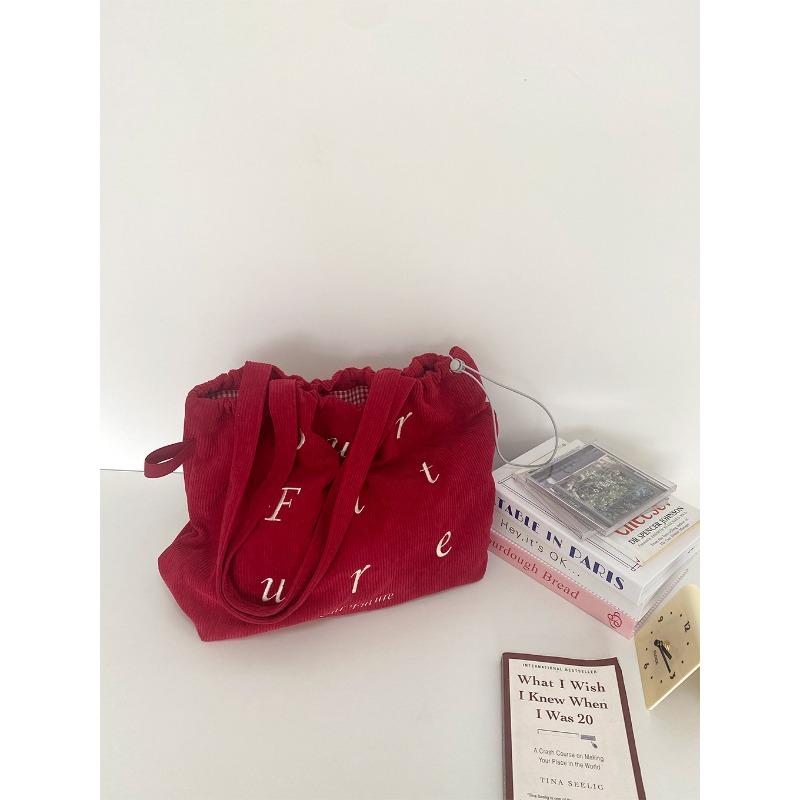 New letter printing bag women's large-capacity nylon shoulder bag casual versatile portable drawstring tote bag