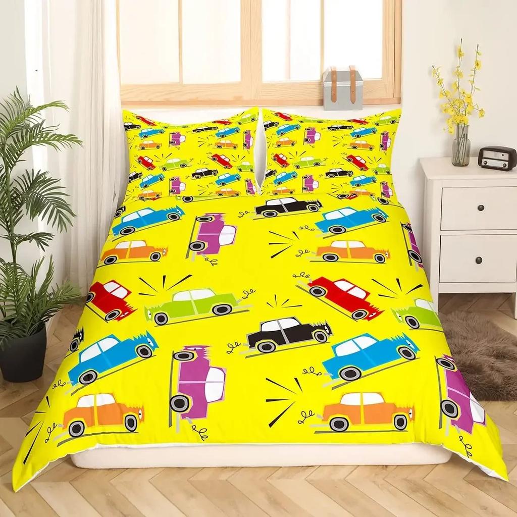 Kid Excavator Tractor Truck Construction Vehicle Comfortable Duvet Cover Pillowcase Bedding Set Children Bedroom Decoration