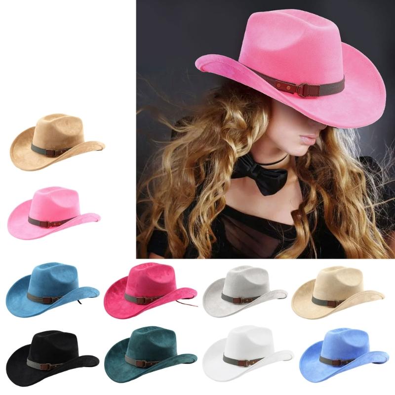 Vintage Sueded Denims Hat Trendy Western Headwear Casual Western Hat Outdoor for Music Festivals