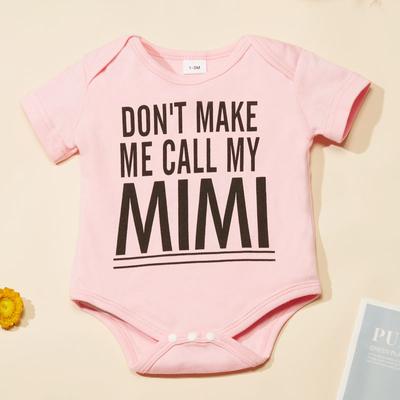 Cute & Comfy Cotton Short Sleeve Baby Jumpsuits With "DON'T MAKE ME CALL MY MIMI" Funny Print