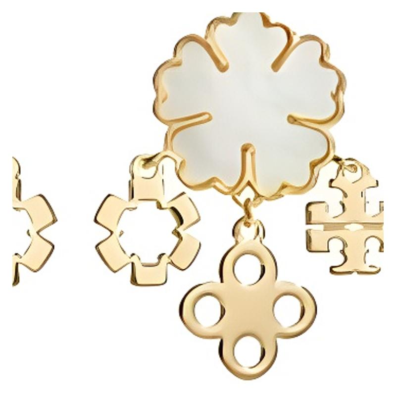 Tory Burch Clustered Elegant and Delicate Brass Earrings for Men and Women, Couple Style, Gold 168079-700-gold F