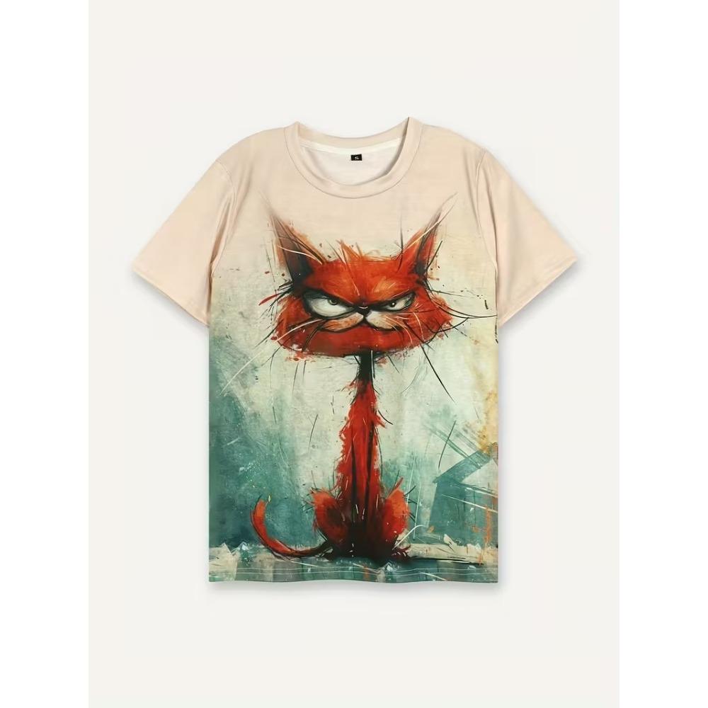

2025 New Men s Kawaii Animal Pattern Printed T-shirt Casual Short-sleeved Round Neck T-shirt Men s Cat Goat Anime Tops Clothing 6XL