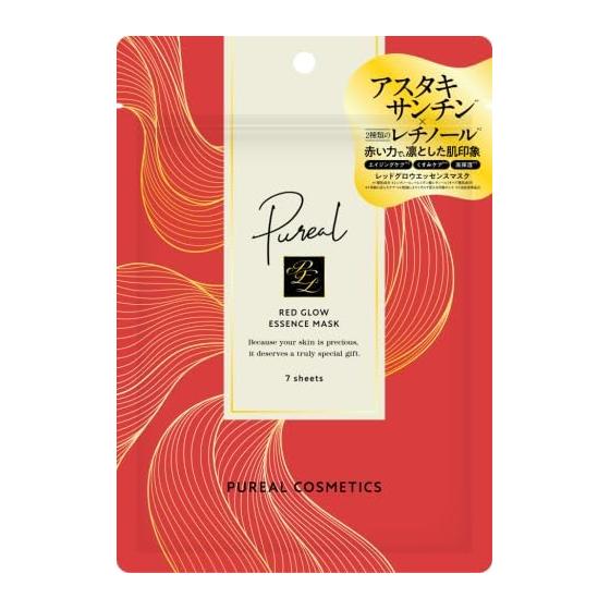 Pureal Pack Red Glow Essence Mask 7 Pieces Face Pack Sheet Mask Astaxanthin Glycerin Free