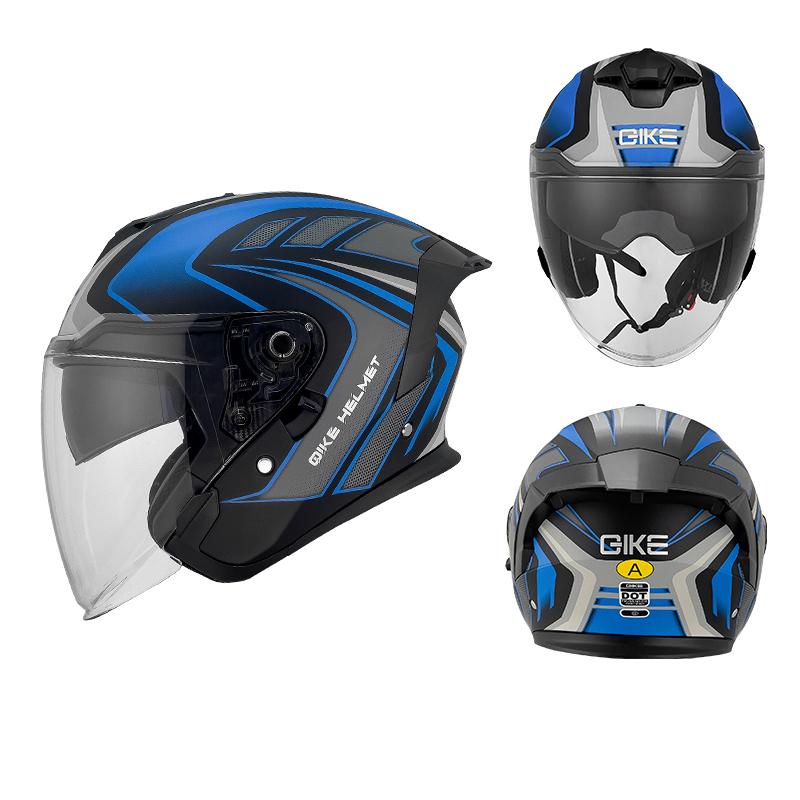 DOT Certified Motorcycle Helmet with Inner Mirror Couple Dual Lens Biker Safety Cap Three-Quarter Helmet