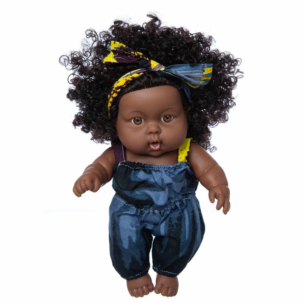 Black Black Baby Cute Curly Black 8-Inch Vinyl Baby Toy