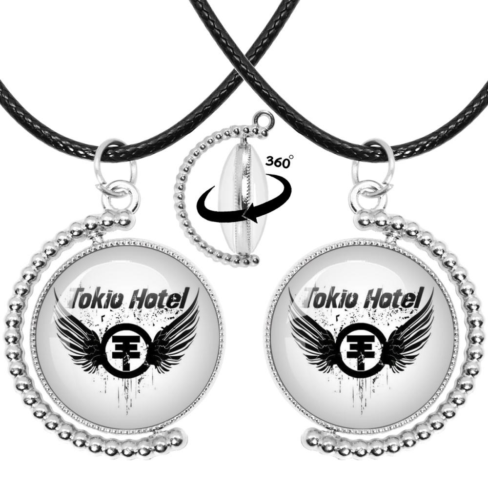 Neue Halskette Tokio Hotel Retro Rockband Pop Bill Kaulitz Band Glas Doppelseitig Drehbar Anhänger Halskette Schmuck Anhänger Fans