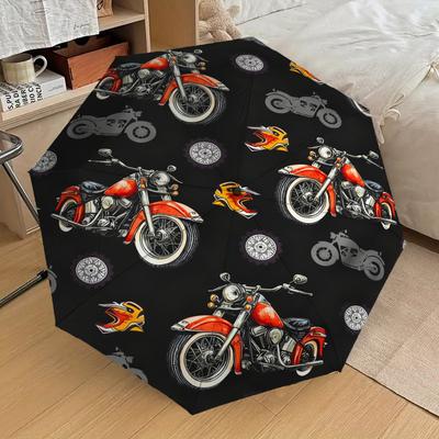 1pc Motorcycle Flames Pattern Umbrella Design Automatic Opening and Closing Umbrella, High-quality Travel Umbrella,  C1128247