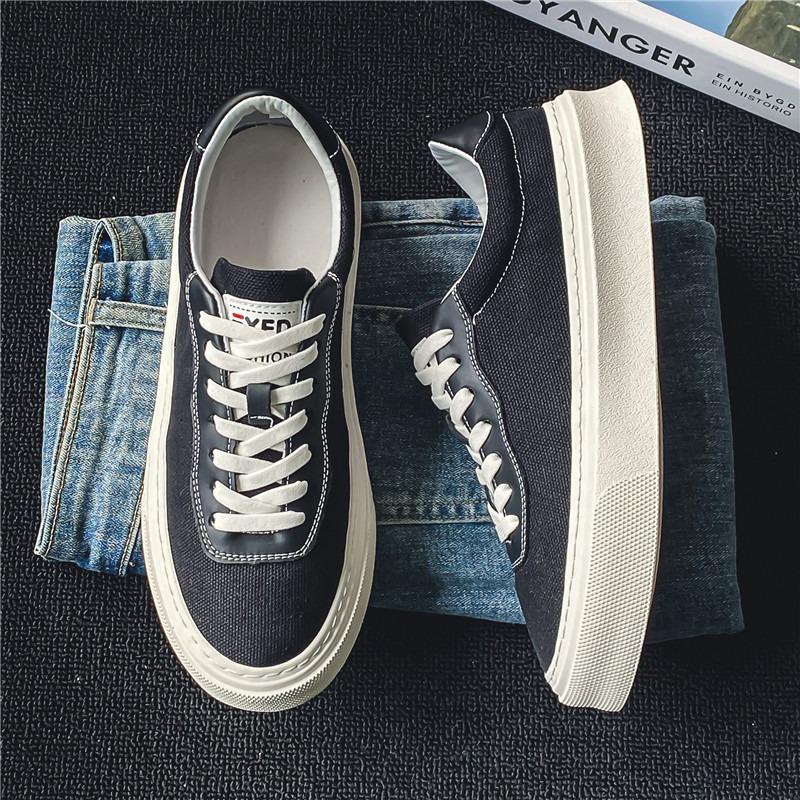 

Модная мужская обувь на толстой подошве для спорта на открытом воздухе, мужская парусиновая повседневная обувь для бега, увеличивающая рост, обувь для фитнеса на платформе 44 чёрный