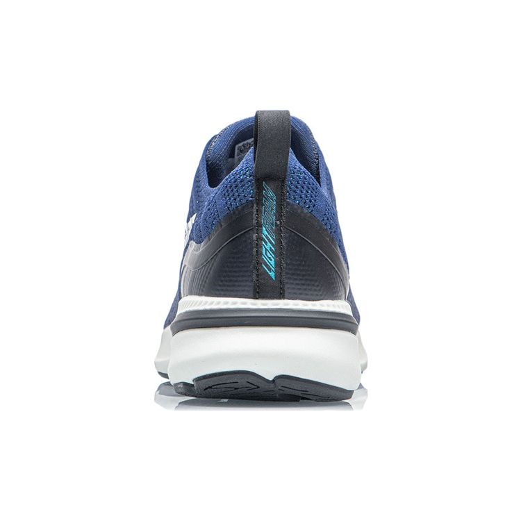 Li Ning Lan One Piece Woven Sports Shock Absorption Low Top Running Shoes Men Running Shoes Gray Blue ARHR131-3