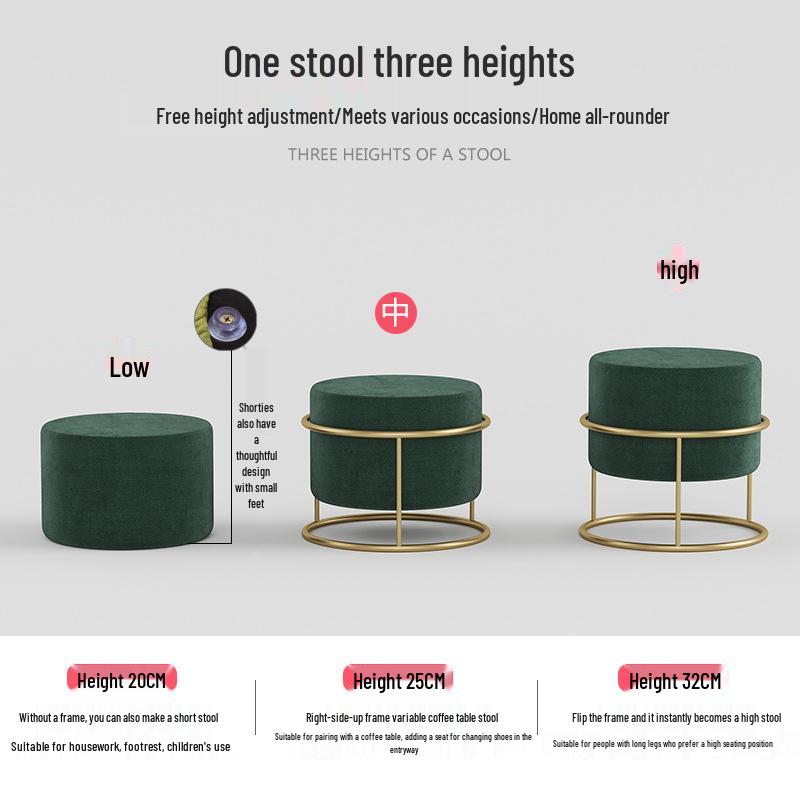 Creative Round Fabric Stool: Stylish, Soft, and Versatile for Living Room, Coffee Table, or Shoe Changing.