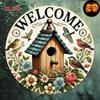 2D Metal Wreath Sign, Round Wall Art Decor for Home, Living Room, Bathroom, Halloween Gift