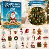 Decorative Sea Glass Charms Christmas Advent Calendar, 24-Day Acrylic 2D Ornament Set Gift for Kids with Santa Gingerbread Man, Tree Hanging