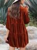 2025 Autumn Women's Solid Velvet Single-Breasted Pleated Long Sleeve Shirt - European and American Style