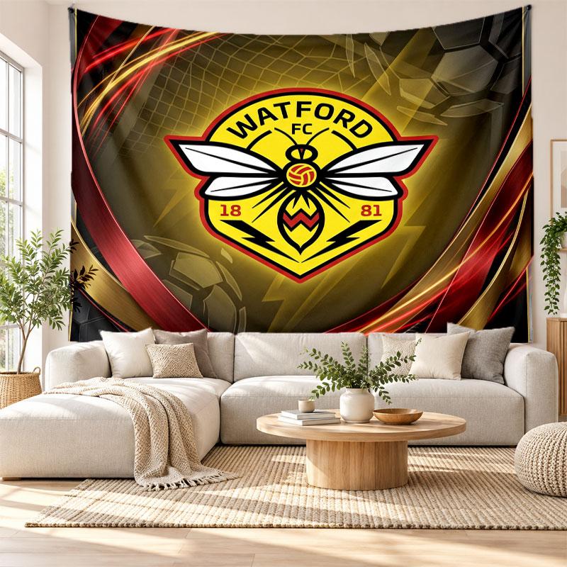 Watford Football Wall Tapestry, Soft Fabric Wall Hanging, Decorative Backdrop For Bedroom Home Wall Art