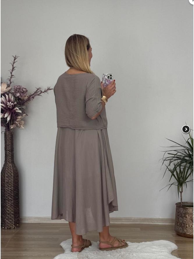 2025 Elegant Plus Size Two-Piece Summer Dress - Slimming, Tummy Concealing Solid Color Skirt