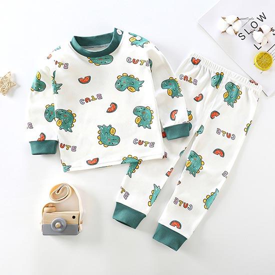 Pantaloni invernali per bambini a maniche lunghe o collo T-shirt Set pantaloni larghi casual da 2 pezzi in cotone con stampe di cartoni animati