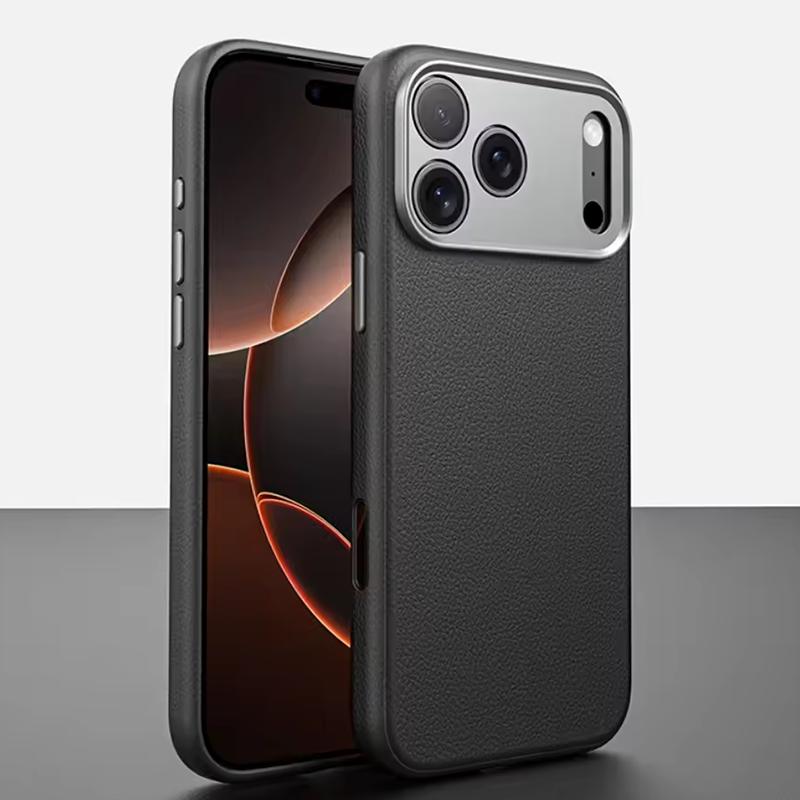 

For MagSafe Genuine Leather Strong Magnetic Original Case for iPhone 17 Pro Max 16 AI Button Protection All-inclusive Camera Lens Protection Cover iPhone 16 Pro чорний