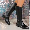 Fashion Designer Mid Heels Women Knee Boots Winter Comfortable Chunky Shoes 2025 New Trends Elegant Pumps Leather Long Boots De Mujer