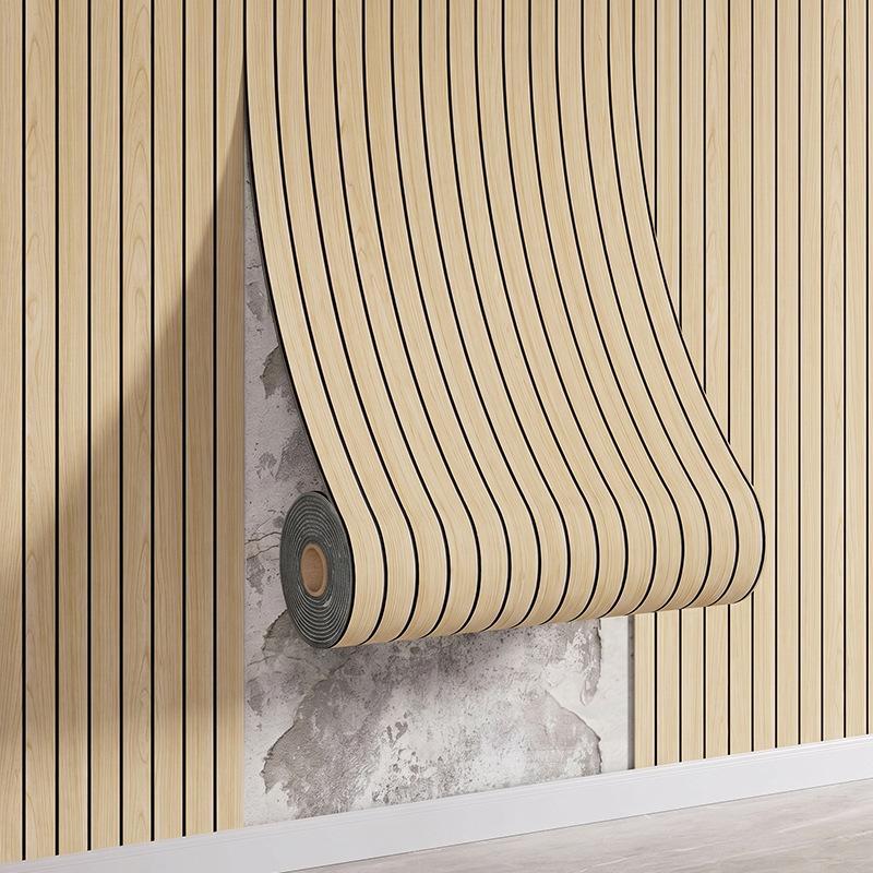 Self Adhesive Wood Slat Wall Sticker No Wall Damage Natural Wood Grain for Kitchen Living Room Home Renovation F