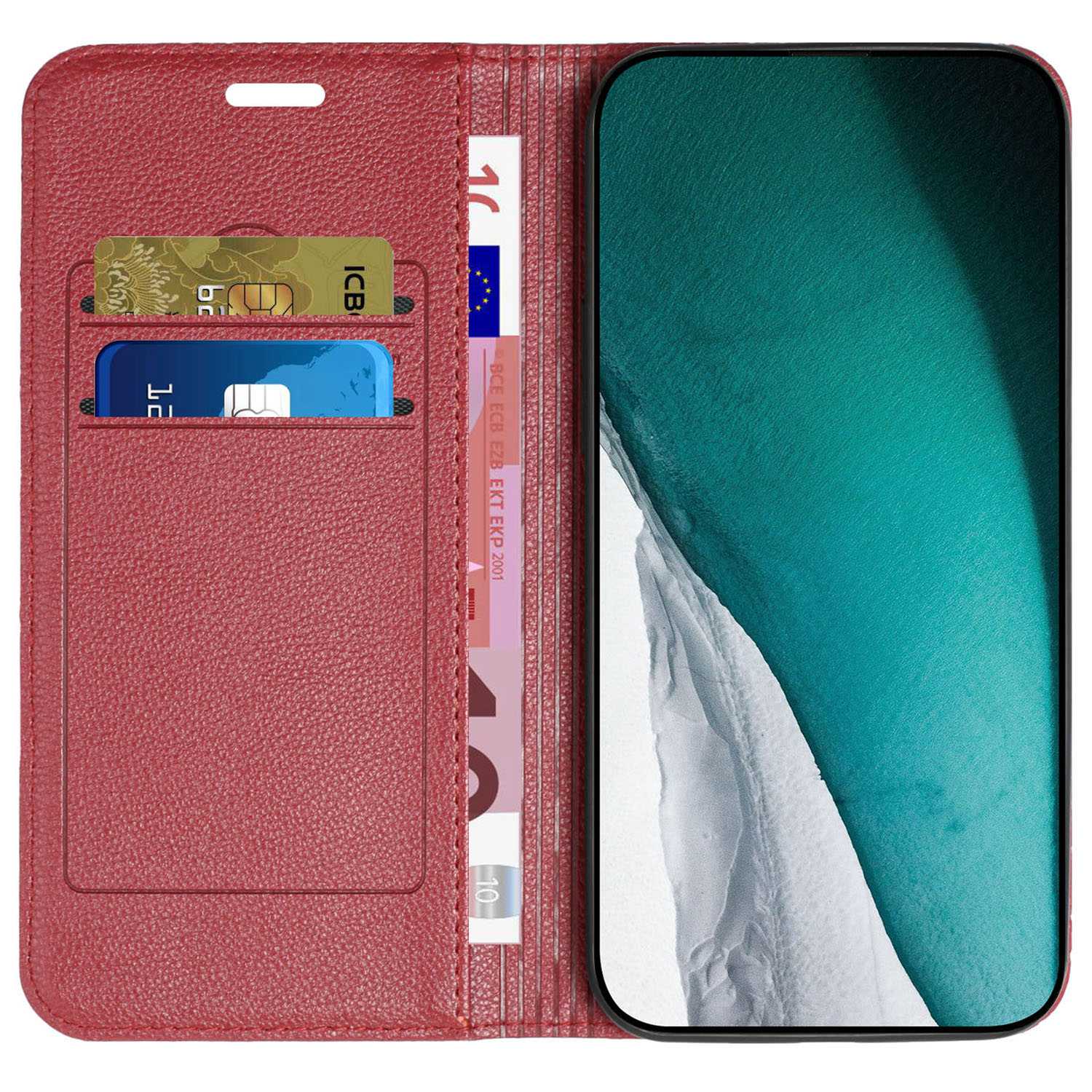 

For vivo Y72 5G/iQOO Z3 5G/Y53s/Y52 5G Litchi Texture Anti-drop Phone Cover with Rhombus Pattern Full Protection Flip Leather Wallet Case Stand Red
