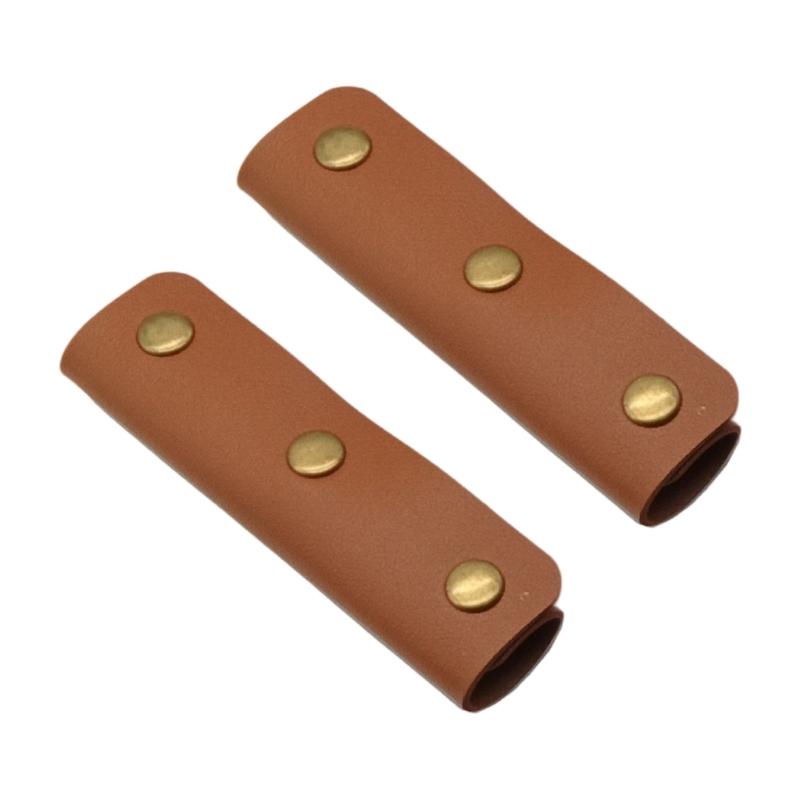 2 Pieces Leather Handle Wrap for Handbags Bucket Bags Luggage Grips with Buckle Suitcase Bag Handle Covers Sleeve