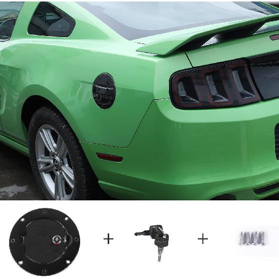 JeCar for Mustang Carbon Fiber Trim Accessories Fit for 2010-2014 Ford Mustang Fuel Door Cover Decoration Gas Cap Cover Trim (It Is Not A Gas Cap