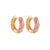 Vintage Multicolor Enamel Flower Round Hoop Earrings Boho Gold Color Circle Round Earrings Statement Jewelry Gifts for Women