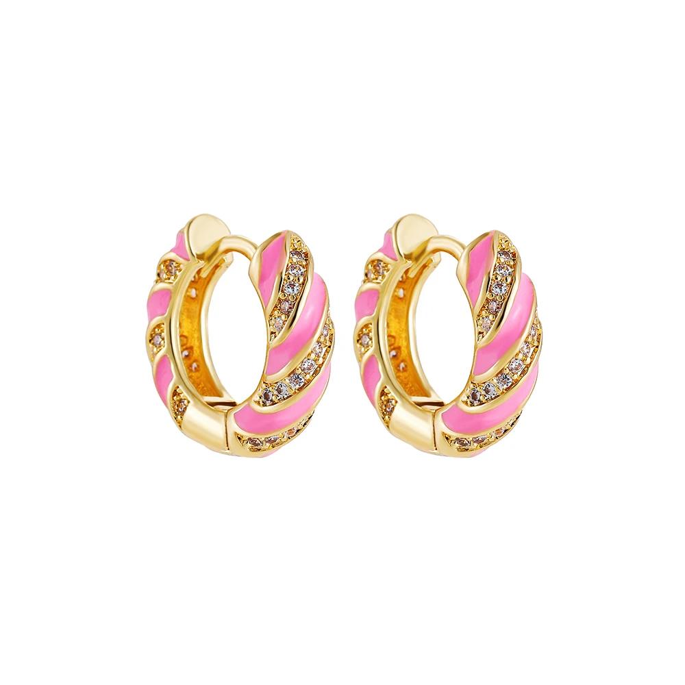 Vintage Multicolor Enamel Flower Round Hoop Earrings Boho Gold Color Circle Round Earrings Statement Jewelry Gifts for Women