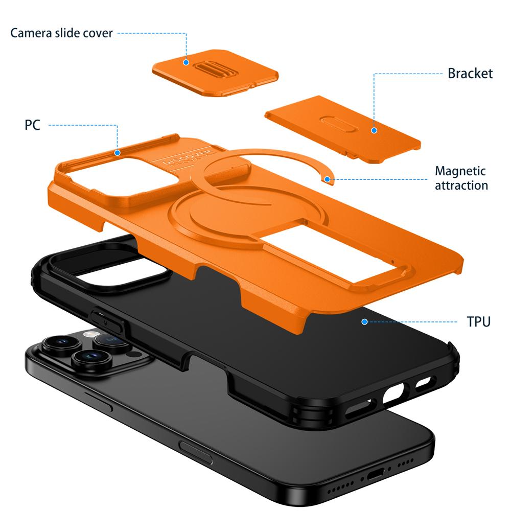 KEYSION Shockproof Magnetic Case for iPhone 16 Pro 16 Pro Max Slide Camera Protect Kickstand Wireless Charging Phone Back Cover
