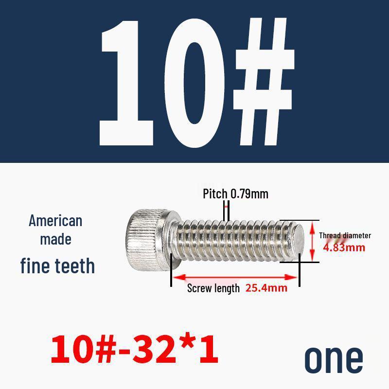 304 Stainless Steel Fine Thread Socket Head Cap Screw 10#-32, 1/4-20, 5/16-24
