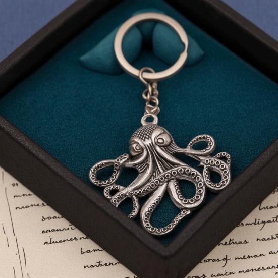 Keychain Pendant Octopus Design Multi-Tentacled Ocean Charm Alloy Key Chain Compact Size Backpack Bag