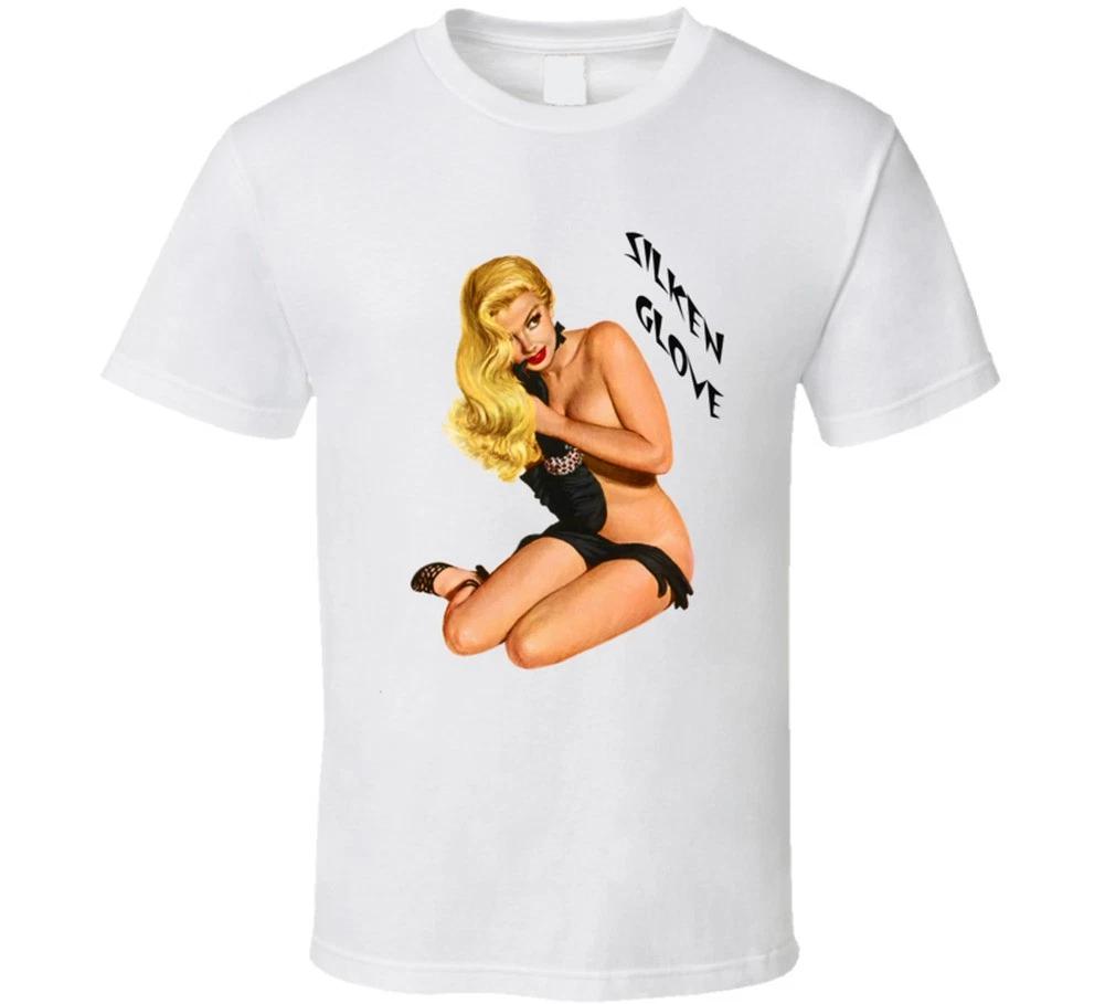 

Silken Glove Retro T-shirt Vintage Tee 50s 60s Sexy Pinup Girl Burlesque Model 2XL