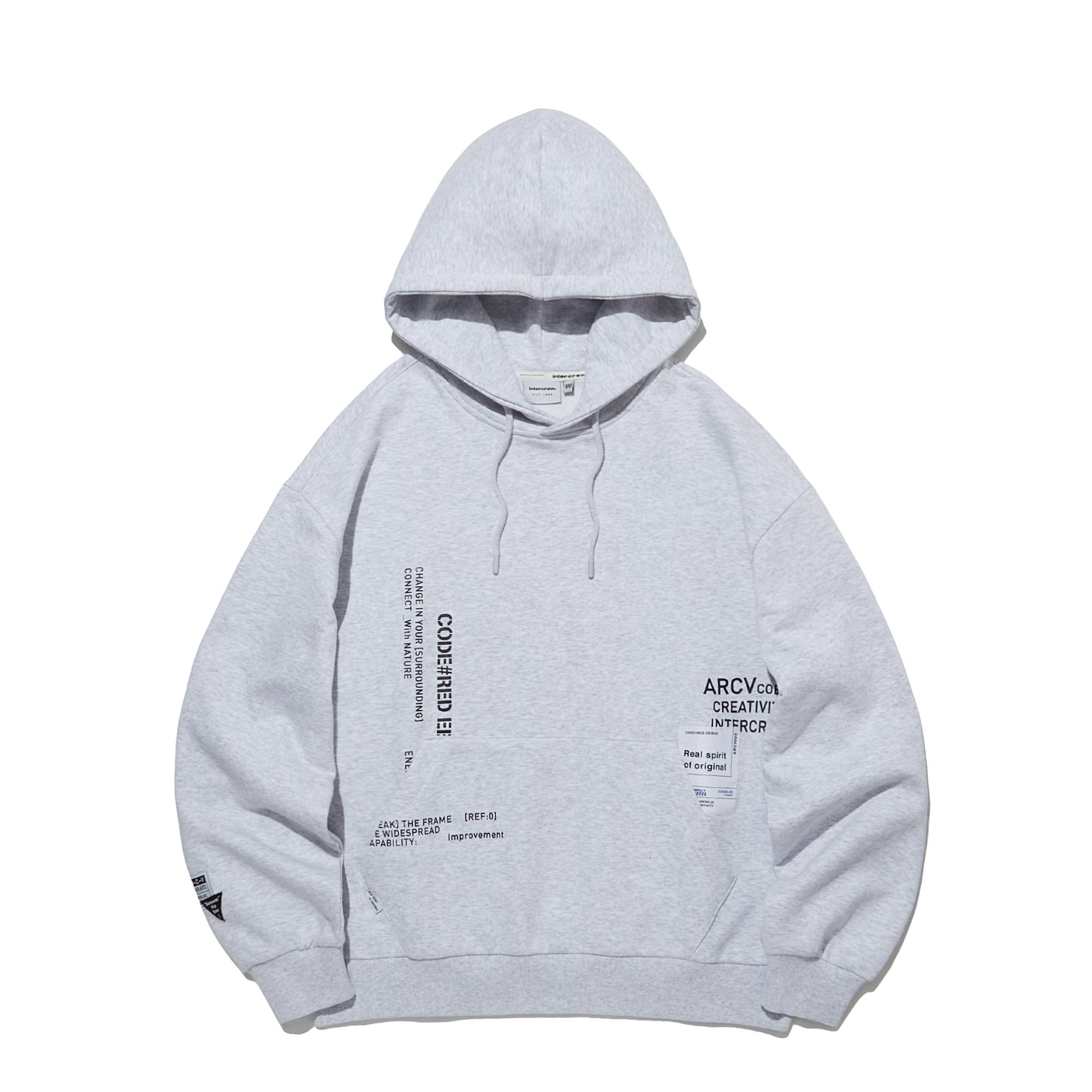 Intercrew [24Ss] Label Layering Hoodie Pullover W Grey Ity1Th01Awg W Gray/90