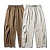 Unisex Vintage Washed Cotton Cargo Pants Loose Straight Leg Wide Fit Trousers Casual Wear