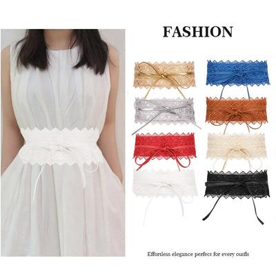 Women's Multi-Color Lace Trim Wide Waist Belt